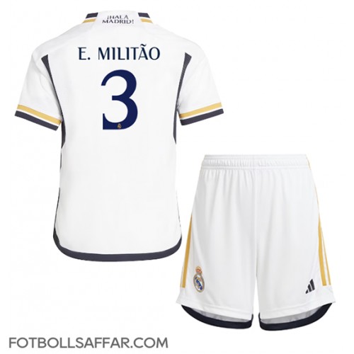 Real Madrid Eder Militao #3 Hemmadräkt Barn 2023-24 Kortärmad (+ Korta byxor)